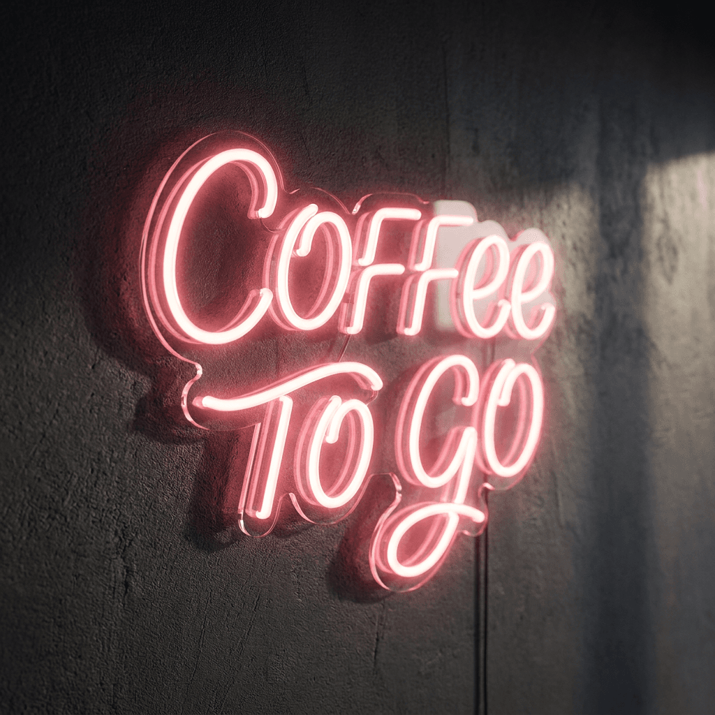Неоновая вывеска «Coffee to go»