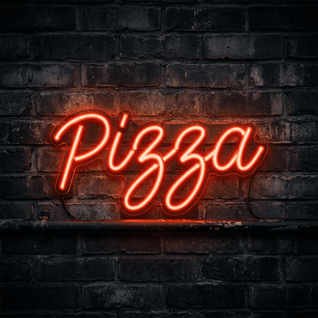 Неоновая вывеска «Pizza»